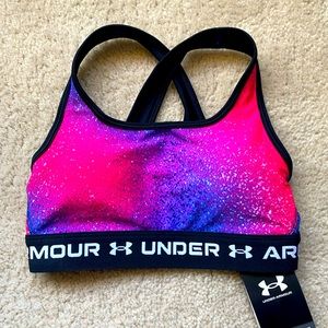 NWT Under Armour 💜🖤 Womens Cross Back Sports Bra Size XS